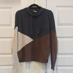 Pact Drawstring Neck Colorblock Pullover Size Large